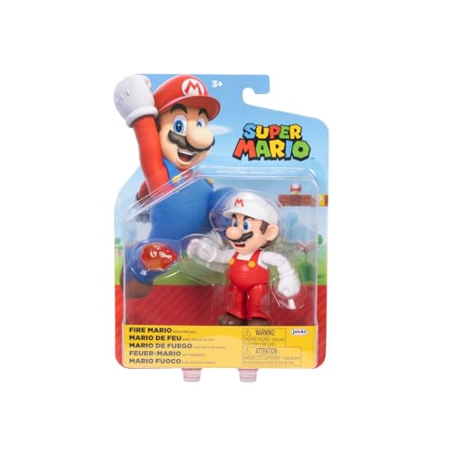 Nintendo - Super Mario Bros – Figur mit Gelenken, 10 cm – FeuerMario mit Feuerball Nintendo - Super Mario Bros – Figur mit Gelenken, 10 cm – FeuerMario mit Feuerball von Nintendo