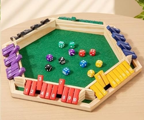 Nircho WüRfelspiel Holz, 6-Spieler Brettspiel aus Holz, Würfelspiel Holzbrett Zahlenspiel Shut The Box Spiel, Klassische Tischspiele Math Spie für Zuhause, Party Oder Bar von Nircho