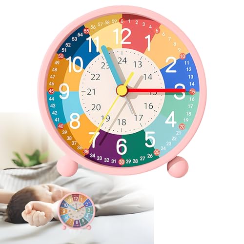 Wecker Kinder Jungen Mädchen, Kinderwecker Ohne Ticken Wecker Analog mit Nachtlicht, Lauter Alarm Reisewecker, Batteriebetrieben Lernwecker für Kinderzimmer Nachttisch Schreibtisch Schlafzimmer (Rosa) von Nircho