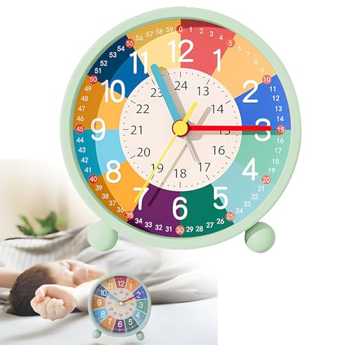 Wecker Kinder Jungen Mädchen, Kinderwecker Ohne Ticken Wecker Analog mit Nachtlicht, Lauter Alarm Reisewecker, Batteriebetrieben Lernwecker für Kinderzimmer Nachttisch Schreibtisch Schlafzimmer (Grün) von Nircho