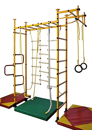 NiroSport Klettergerüst Indoor für Kinder M3 in Rot Indoor Sprossenwand für Kinderzimmer Kletterwand Turnwand für max. Belastung bis 130 kg von Niro Sportgeräte