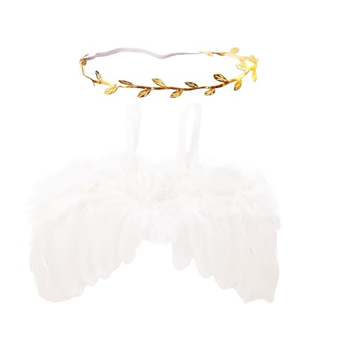 Nishine 2 PACK Weiß Neugeborene Fuzzy Feder Engel Flügel Für Baby Cosplay Mädchen Kostüm Fotografie(Blattgold) von Nishine