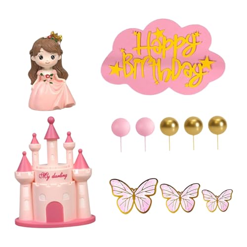 Nishiyuenyi 18x Prinzessinnen Kuchenaufsätze, Party Geschenke, Süß mit Schmetterlingen Und Bällen von Nishiyuenyi