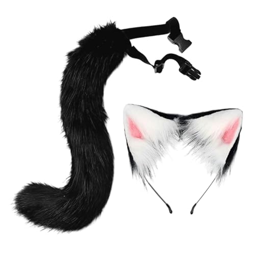 Nishiyuenyi 2 Stück Haarreif Fuchsohren Kopfschmuck Tier Kostümspiel Set mit Schwanz Aus Weichem Plüsch für Karneval Halloween Und Mottopartys, Schwarz Nishiyuenyi 2 Stück Haarreif Fuchsohren Kopfschmuck Tier Kostümspiel Set mit Schwanz Aus Weichem Plüsch für Karneval Halloween Und Mottopartys, Schwarz von Nishiyuenyi