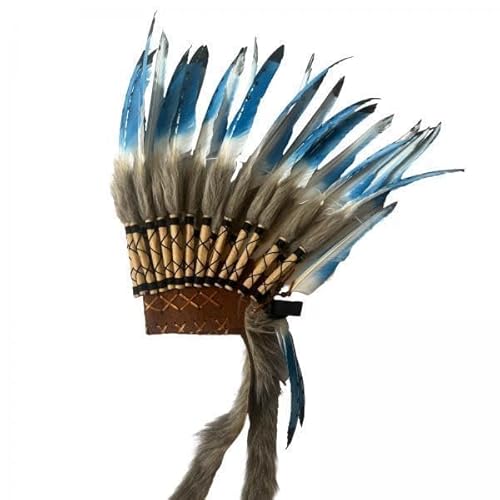 Nishiyuenyi 2 X Amerikanischer Häuptling Indianerhut Kopfbedeckung Kostüm Herren Damen Federkopfschmuck für Festival Karneval Cosplay Bühnenauftritt von Nishiyuenyi