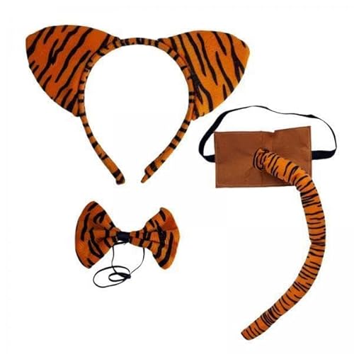 Nishiyuenyi 2 X Halloween Tiger Kostüm, Stirnband mit Ohren, Cosplay, Fliege, Schwanz, Haarreif für Partygeschenke, Kostümparty, Karneval, Maskerade Nishiyuenyi 2 X Halloween Tiger Kostüm, Stirnband mit Ohren, Cosplay, Fliege, Schwanz, Haarreif für Partygeschenke, Kostümparty, Karneval, Maskerade von Nishiyuenyi