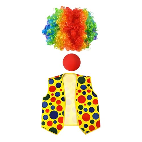 Nishiyuenyi 3-teiliges Clown-Kostüm-Set, Zirkuskostüm für Halloween-Feiern, Zirkus von Nishiyuenyi