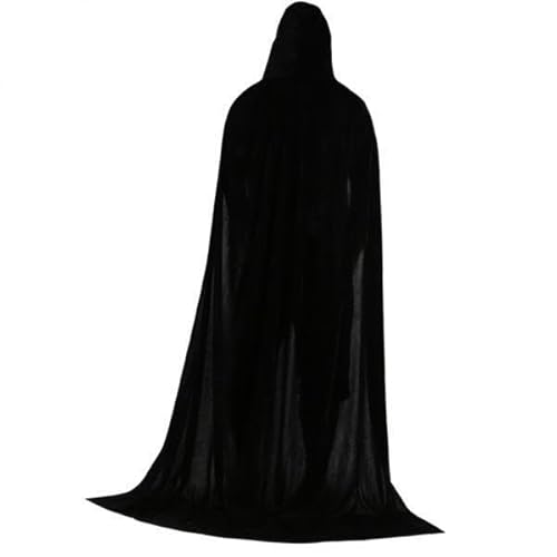 Nishiyuenyi 3xVelvet Kapuzenmantel Lange Robe Capes Halloween Kostüm 170cm Schwarz von Nishiyuenyi