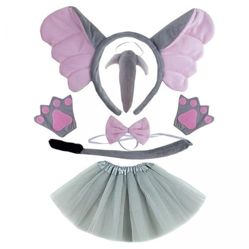 Nishiyuenyi 4 X Elefantenkostüm Set, Cosplay Requisiten, Halloween Ohren, Schwanz Set, Kopfbedeckung für Bühnenauftritte, Bühnenshows, Karnevalsfestivals, Kinder Nishiyuenyi 4 X Elefantenkostüm Set, Cosplay Requisiten, Halloween Ohren, Schwanz Set, Kopfbedeckung für Bühnenauftritte, Bühnenshows, Karnevalsfestivals, Kinder von Nishiyuenyi