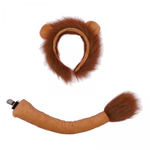 Nishiyuenyi 4xLöwenschwanz Ohren Plüsch Kostüm Set Verkleidung für Show Karneval Bühne Nishiyuenyi 4xLöwenschwanz Ohren Plüsch Kostüm Set Verkleidung für Show Karneval Bühne von Nishiyuenyi