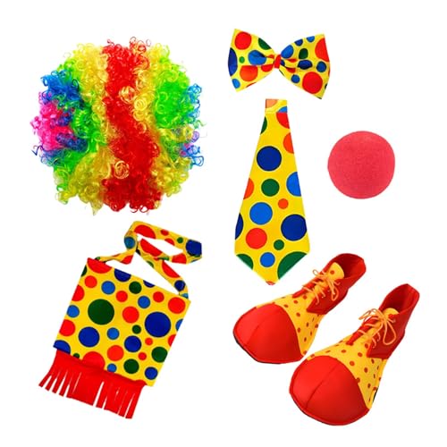 Nishiyuenyi 6-teiliges Clown-Kostüm-Set, Halloween, Cosplay für Karneval, Festliche Veranstaltungen von Nishiyuenyi