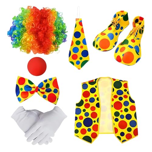 Nishiyuenyi 7-teiliges Clown-Kostüm-Set Zirkus-Outfit für Festliche Anlässe Zirkus von Nishiyuenyi