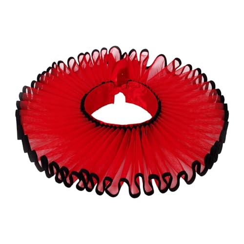 Nishiyuenyi Elisabethanisches Clown-Halsrüschen-Kostüm-Accessoire für Gothic-Festivals, Rot Nishiyuenyi Elisabethanisches Clown-Halsrüschen-Kostüm-Accessoire für Gothic-Festivals, Rot von Nishiyuenyi