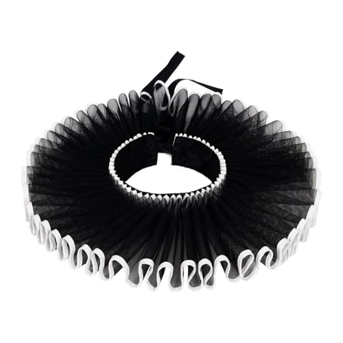 Nishiyuenyi Elisabethanisches Clown-Halsrüschen-Kostüm-Accessoire für Gothic-Festivals, Schwarz Nishiyuenyi Elisabethanisches Clown-Halsrüschen-Kostüm-Accessoire für Gothic-Festivals, Schwarz von Nishiyuenyi