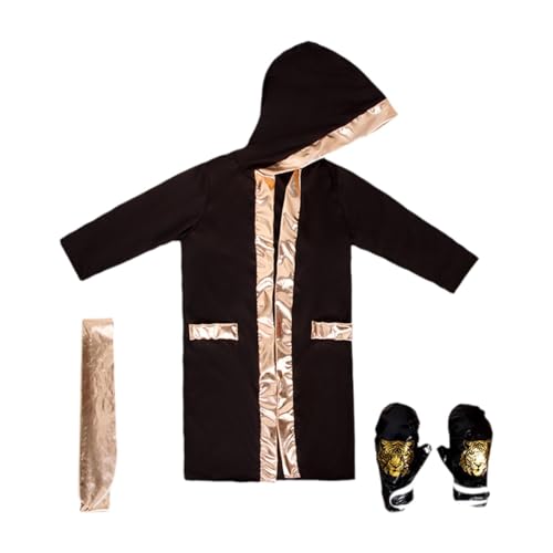 Nishiyuenyi Halloween Kinder Boxkostüm Als Geburtstagsgeschenk, Vielseitiges Rollenspiel Outfit, Black Gold L to XL von Nishiyuenyi