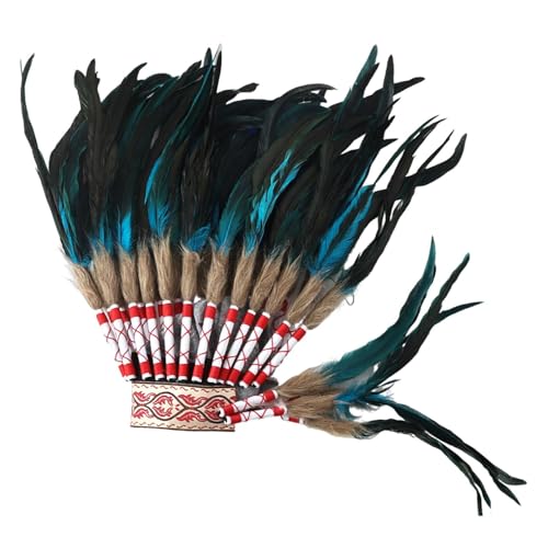 Nishiyuenyi Indianerhäuptling Kopfschmuck Dekorativer Tanzshow Herren Damen Kopfschmuck, Blau Nishiyuenyi Indianerhäuptling Kopfschmuck Dekorativer Tanzshow Herren Damen Kopfschmuck, Blau von Nishiyuenyi