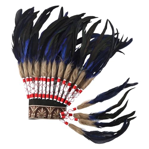 Nishiyuenyi Indianerhäuptling Kopfschmuck Dekorativer Tanzshow Herren Damen Kopfschmuck, Dunkelblau Nishiyuenyi Indianerhäuptling Kopfschmuck Dekorativer Tanzshow Herren Damen Kopfschmuck, Dunkelblau von Nishiyuenyi