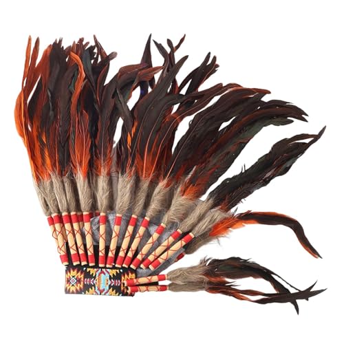 Nishiyuenyi Indianerhäuptling Kopfschmuck Dekorativer Tanzshow Herren Damen Kopfschmuck, Orange Nishiyuenyi Indianerhäuptling Kopfschmuck Dekorativer Tanzshow Herren Damen Kopfschmuck, Orange von Nishiyuenyi
