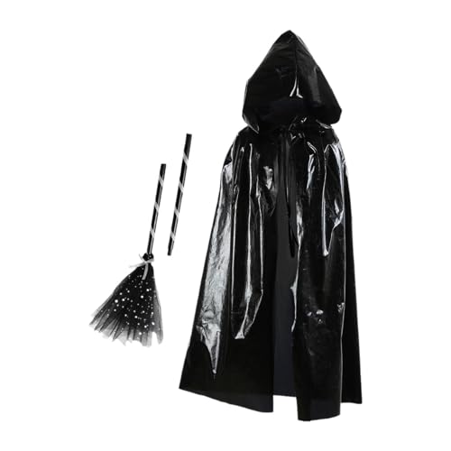 Nishiyuenyi Kapuzenumhang für Kinder Halloween Kostüm Zaubererrobe Hexenmantel mit Bindegürtel für Und Fasching, Schwarz Nishiyuenyi Kapuzenumhang für Kinder Halloween Kostüm Zaubererrobe Hexenmantel mit Bindegürtel für Und Fasching, Schwarz von Nishiyuenyi