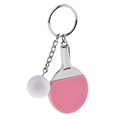 Nishiyuenyi Schlüsselanhänger Tischtennisschläger Miniatur mit Ball Als Schlüsselring Und Taschenanhänger Aus Robustem für Sportfans Und Als Geschenk, Rosa Tischtennis von Nishiyuenyi
