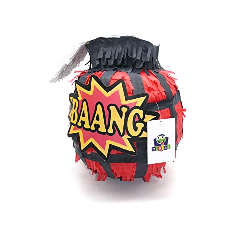 Nislai® Bombe Pinata | Ideal für die Junge Geburtstag Party | oder Deko | Farbe zur Auswahl: Grün, Rot, Blau, Silver (Rot) von Nislai