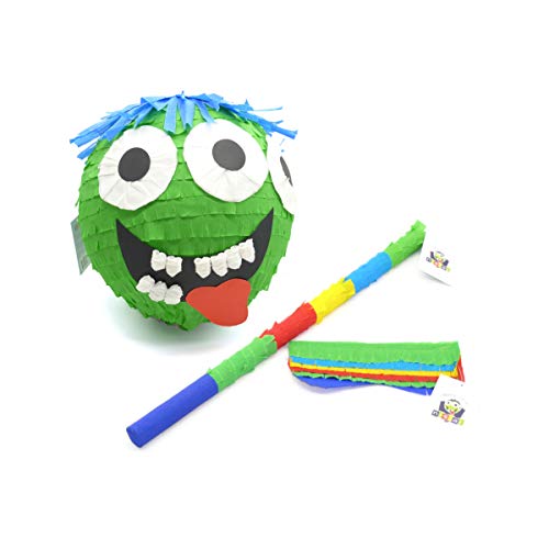 Nislai® Monster Pinata Set | Ideal für Monster Party und Grusel-Party | Geburtstag Geschenk | Großer Spaß zum Schlagen | Inkl. Augenmaske & Stab | Ca. 25x25x25 cm von Nislai