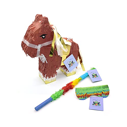 Nislai® Pferd Pinata Set | Ideal als Pinata Geburtstag | Pinata Hochzeit | JGA Party | Geschenkidee | Party Dekoration oder Pinataspiel | inkl. Schlagstock und Augenmaske | u. 43x33x10 von Nislai