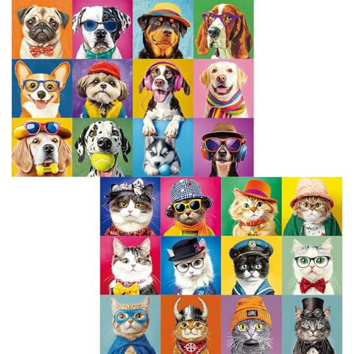 300-teiliges Puzzle für Erwachsene, schönes Katzen- und Hunde-Puzzle für Erwachsene und Teenager, großes Puzzle, lustiges Puzzle für Kinder im Alter von 8–10, 10–12, glänzende und stabile Teile 300-teiliges Puzzle für Erwachsene, schönes Katzen- und Hunde-Puzzle für Erwachsene und Teenager, großes Puzzle, lustiges Puzzle für Kinder im Alter von 8–10, 10–12, glänzende und stabile Teile von Nitktaia