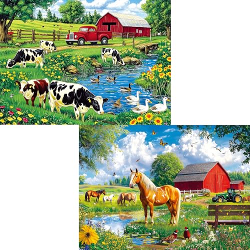 Puzzle mit 500 Teilen für Erwachsene, Landleben, für Erwachsene, Kinder, ältere Menschen, recyceltes Papier, Kuh-Traktor, Pferd, Puzzle, 500 Teile, glänzende, stabile Teile, herausforderndes Puzzle mit 500 Teilen für Erwachsene, Landleben, für Erwachsene, Kinder, ältere Menschen, recyceltes Papier, Kuh-Traktor, Pferd, Puzzle, 500 Teile, glänzende, stabile Teile, herausforderndes von Nitktaia