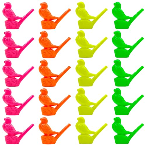 Niuhong 20 Pcs Vogelpfeifen Wasser Füllbar Lustige Vogel Pfeife Kinder Geräuschmacher Farbe Kunststoff Partykrachmacher Set Niedliche Spielen Musikspielzeug Geburtstag Geschenke Karneval (A) von Niuhong