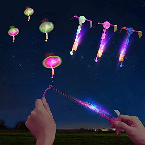 25 Stücke Fliegendes Spielzeug Party Set, Hubschrauber Fliegen Spielzeug, Led Licht Hubschrauber Fliegen Spielzeug, Schleuderspielzeug, Rakete Copters Licht, Bambus Libellen Leuchtspielzeug (25pcs) von Niumowang