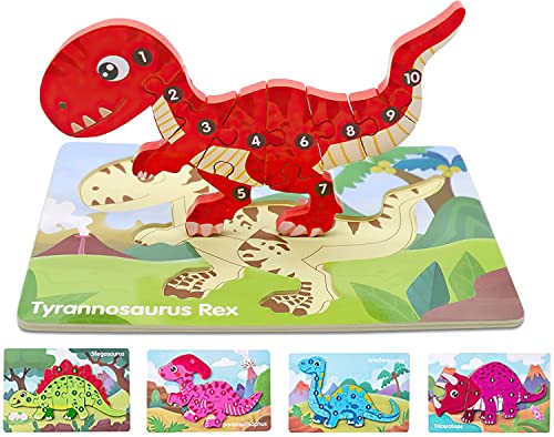 Holzpuzzle, 3D Holzpuzzle für Kinder, Dinosaurier Spielzeug, Holzpuzzle für Kleinkinder von 3 Jahren, lernendes pädagogisches Holzpuzzle-Spielzeug, Kindergeburtstag Gastgeschenke (C) von Niumowang