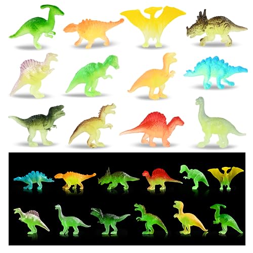 Niumowang 12 Stück Adventskalender Dinosaurier, Leuchtende Dinosaurier Figure, Mini Dinosaurier Figuren, Dinosaurier Party Mitgebsel, Realistisches Dino Figuren Spielset, Geschenk für Kinder (A) von Niumowang