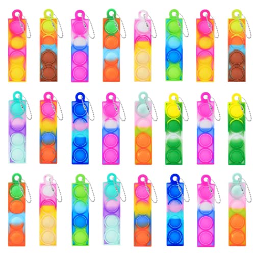Niumowang Mini Pop Schlüsselanhänger Set, 24 Pcs Mini Pop Fidget Toy, Push Zappeln Spielzeug, Mini Pop Bubble Fidget Schlüsselanhänger, Pop Anxiety Stress Reliever Gift for Adult Kids (24pcs) von Niumowang