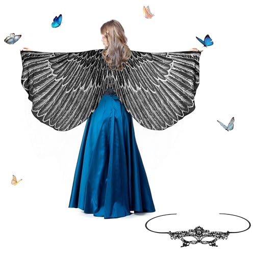 Niuoppy Damen-Vogelflügel-Schal, Damen-Vogelflügel-Umhang mit Maske, Vogel-Schal-Flügel, Vogelflügel-Kostüm für Weihnachten, Halloween, Party, Cosplay, Tanzen (Stil 1) von Niuoppy