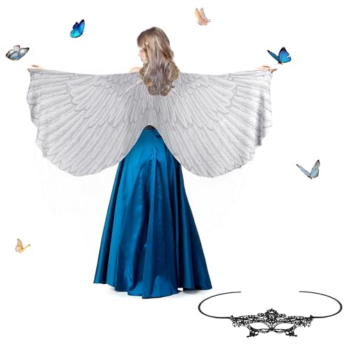Niuoppy Damen-Vogelflügel-Schal, Damen-Vogelflügel-Umhang mit Maske, Vogel-Schal-Flügel, Vogelflügel-Kostüm für Weihnachten, Halloween, Party, Cosplay, Tanzen (Stil 2) von Niuoppy
