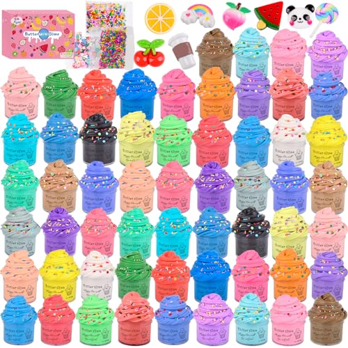 58 Stück Mini-Butterschleim-Set, super weich und nicht klebrig, DIY-Knete, Pfirsich-Charms, Stressabbau-Spielzeug für Mädchen und Jungen im Alter von 10–12 Jahren, Schleim-Spielzeug 58 Stück Mini-Butterschleim-Set, super weich und nicht klebrig, DIY-Knete, Pfirsich-Charms, Stressabbau-Spielzeug für Mädchen und Jungen im Alter von 10–12 Jahren, Schleim-Spielzeug von Niuruilsi