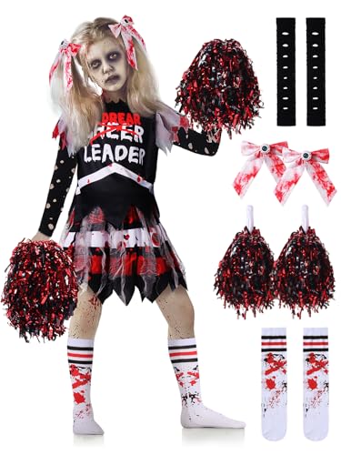 Halloween-Kostüme für Mädchen, gruselige blutige tote Cheerleader-Kostüme für Mädchen 8-10, rotes Zombie-Cheerleader-Kostüm für Halloween-Verkleidungspartys, Disfraz de Halloween Para Niña Halloween-Kostüme für Mädchen, gruselige blutige tote Cheerleader-Kostüme für Mädchen 8-10, rotes Zombie-Cheerleader-Kostüm für Halloween-Verkleidungspartys, Disfraz de Halloween Para Niña von Niuyhe
