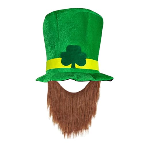 1 x St. Patrick's Day Kostümzubehör-Set, Kobold-Kostüm, St. Patrick's Day-Zubehör, irisches Kostüm, Koboldhut, Kleeblatt-Zylinder mit Bart für irische St. Patrick's Day Party-Dekoration 1 x St. Patrick's Day Kostümzubehör-Set, Kobold-Kostüm, St. Patrick's Day-Zubehör, irisches Kostüm, Koboldhut, Kleeblatt-Zylinder mit Bart für irische St. Patrick's Day Party-Dekoration von Niwieoi