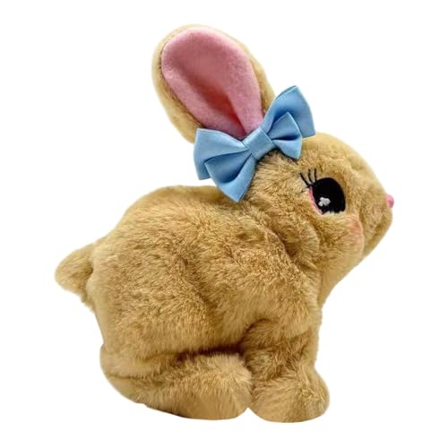 Bunny Interactive Bunny Plüschtier – Bunny Interactive Plüschtier, niedlich, realistisch, elektronisches Plüschtier | Interaktives Silhouettenspielzeug aus Plüsch, zitternde Ohren, Springen, Brickin von Nixiara