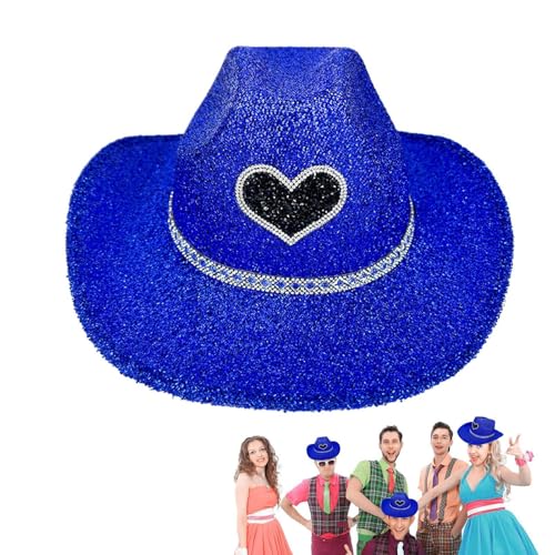 Nixiara Cowgirl Hats Women, Glitter Cowboy Hut - Westlicher Hut breit funkelnd - Party Kopfbedeckung, Kostümzubehör für Halloween Bachelorette Party Nixiara Cowgirl Hats Women, Glitter Cowboy Hut - Westlicher Hut breit funkelnd - Party Kopfbedeckung, Kostümzubehör für Halloween Bachelorette Party von Nixiara