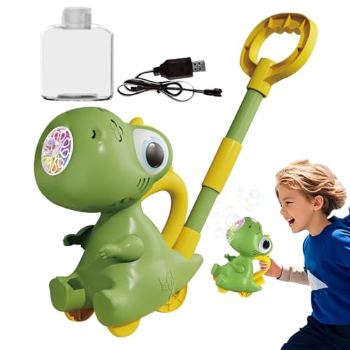 Nixiara Dinosaur Bubble Maker, Bubble Blowing Push Toy - Automatischer Bubble Maker mit LED-Licht - 10 Löcher, Dinosaurier-Schub Spielzeug für Garten, Outdoor-Spaß Nixiara Dinosaur Bubble Maker, Bubble Blowing Push Toy - Automatischer Bubble Maker mit LED-Licht - 10 Löcher, Dinosaurier-Schub Spielzeug für Garten, Outdoor-Spaß von Nixiara