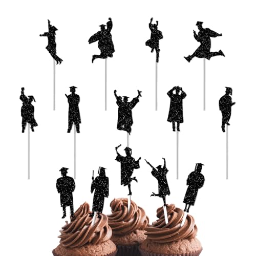 Nixiara Kuchen-Topper, Graduierung von Cupcake-Topper, Papier, Graduation Food Decor Picks, Set mit 14 verschiedenen Lebensmittel-Snacks für Partys, Cupcake-Dekorationen von Nixiara