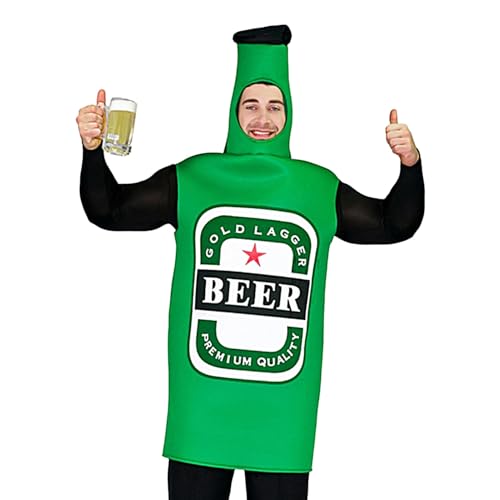 Nixiara Lustiges Halloween-Getränkekostüm, Bierflaschen-Kostüm, Party-Kostüm, Unisex, lustig, Cosplay, Halloween, Bierflasche, Onesie für von Nixiara