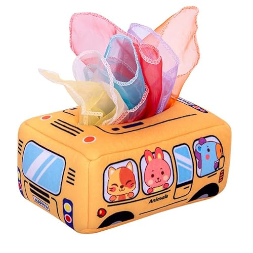 Nixiara Tissue Box Toy - Säuglings -Sensorikspielzeug, Lernen Pull -Set | Hochkontrast-Schal-Aktivitätsspielbox Für Koordinationspraxis 6-12 Monate Neugeborene Brutto-Motorwachstum Geschenk Für Kle von Nixiara