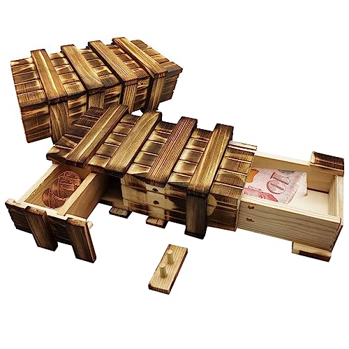 2 Stück Rätselbox Holz Geschenkbox: Nizirioo Magische Rätselbox, Rätselbox für Geldgeschenke mit 2 Sicheren Fächern, Groß Rätsel Geschenkbox für Geldgeschenke, Gutscheine, Schmuck Mystery Knobelspiel von Nizirioo