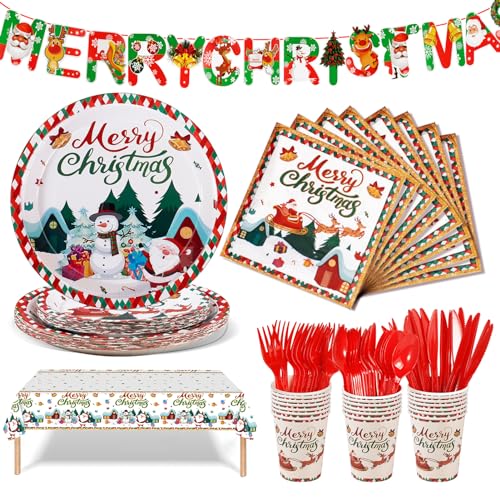 Nkaiso 142 Stück Weihnachten Geschirr Weihnachten Pappteller Partygeschirr Set Weihnachten Deko Set Mit Tellern, Geschirr, Tischdecken, Pappbecher, Für Weihnachten Party -20 Gäste Nkaiso 142 Stück Weihnachten Geschirr Weihnachten Pappteller Partygeschirr Set Weihnachten Deko Set Mit Tellern, Geschirr, Tischdecken, Pappbecher, Für Weihnachten Party -20 Gäste von Nkaiso