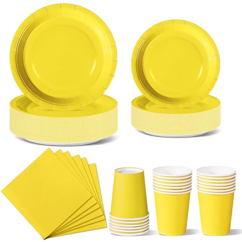 Nkaiso Gelb Partygeschirr, 96 Stück Bunt Pappteller, Party Pappteller Becher Servietten Partyteller Partyset Süße Party, für Feste und Feiern wie Geburtstag Nkaiso Gelb Partygeschirr, 96 Stück Bunt Pappteller, Party Pappteller Becher Servietten Partyteller Partyset Süße Party, für Feste und Feiern wie Geburtstag von Nkaiso