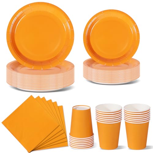 Nkaiso Orange Partygeschirr, 96 Stück Bunt Pappteller, Party Pappteller Becher Servietten Partyteller Partyset Süße Party, für Feste und Feiern wie Geburtstag Nkaiso Orange Partygeschirr, 96 Stück Bunt Pappteller, Party Pappteller Becher Servietten Partyteller Partyset Süße Party, für Feste und Feiern wie Geburtstag von Nkaiso