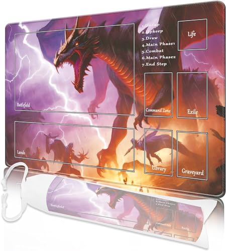 MTG Spielmatte, 24" x 14" MTG TCG Spielmatte mit genähten Kanten HD Druck Spielmatte für Kartenspiele Anti-Rutsch Gaming Spielmatte mit Aufbewahrungstasche Dragon Kampfspielmatte MTG Spielmatte, 24" x 14" MTG TCG Spielmatte mit genähten Kanten HD Druck Spielmatte für Kartenspiele Anti-Rutsch Gaming Spielmatte mit Aufbewahrungstasche Dragon Kampfspielmatte von Nkddert